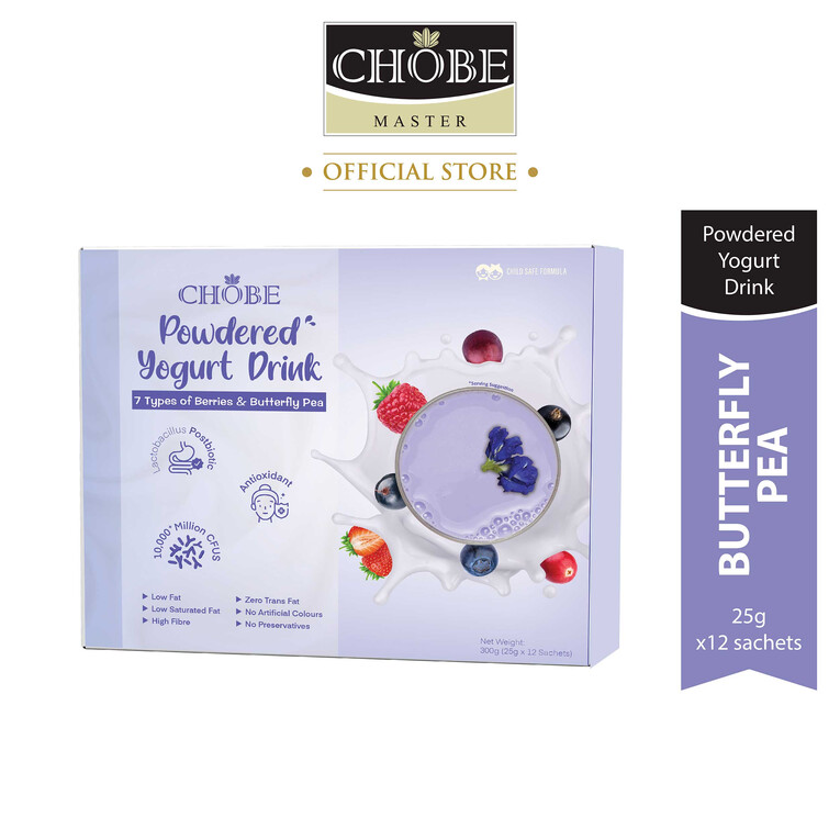 CHOBE Powdered Yogurt Drink - Butterfly Pea (25g x 12's) [Free Shaker]